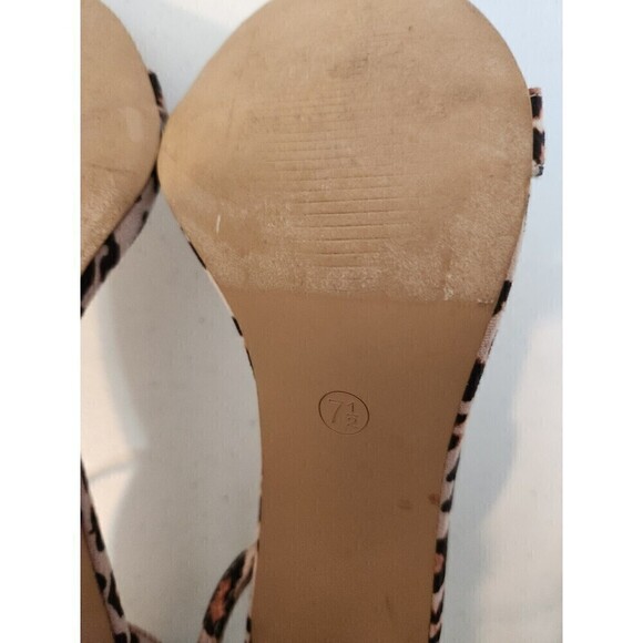 LULUS - LEOPARD Faux Suede ANKLE STRAP Open-Toe HEELS sz 7.5 see pic for wear - Picture 9 of 9
